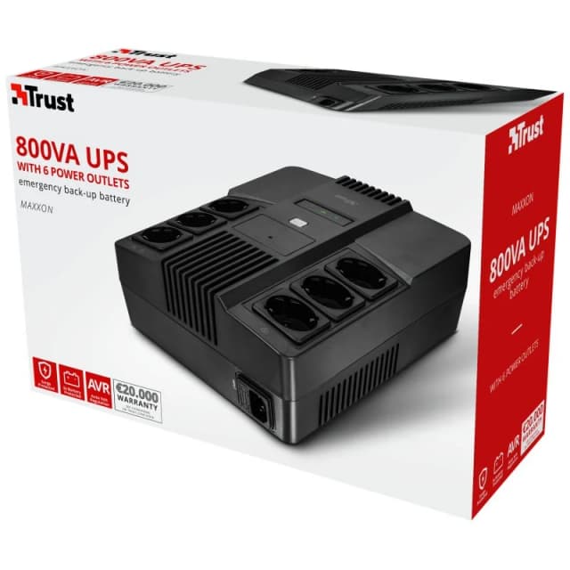 Detalle de Trust Maxxon SAI/UPS 800VA 230V - Energía Segura ⚡