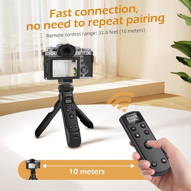 Detalle 2 de Kompatibles Fujifilm Mini-Stativ mit aufladbarer Fernbedienung und Focus/Zoom für Vlogging