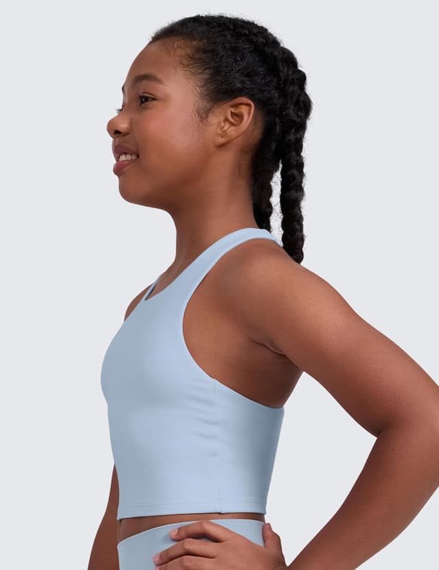 Detalle de CRZ YOGA Girls Butterluxe Racerback Tank Top (double lined) – breathable cropped athletic dance vest