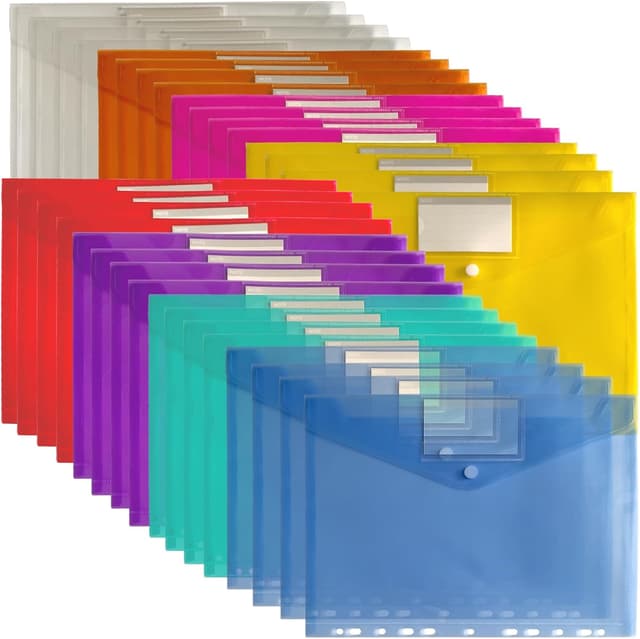 Detalle de ZACHMEST A4 Dokumentenmappe (32 Stück, 8 Farben) mit Druckknopf, wasserabweisenden Organisationsmappen