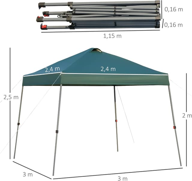 Thumbnail 6 de Outsunny Cenador plegable 3x3 m resistente