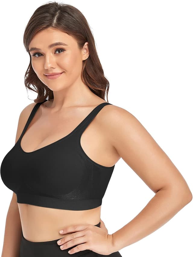 Detalle de Vertvie Damen Sport-BH im 1/2/3er Set – einfarbig, ohne Bügel, mit gepolsterten Cups