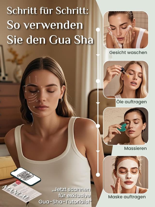Detalle de Rena Chris Gua Sha Stein aus grünem Aventurin – 100% natürlicher Gua Sha für Gesicht, Augen & Körper