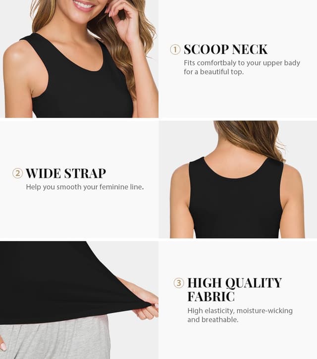 Detalle 2 de Knuffnee Damen Stretch Unterhemd Basic Tank Tops im 4er-Pack (Modal/Elasthan)