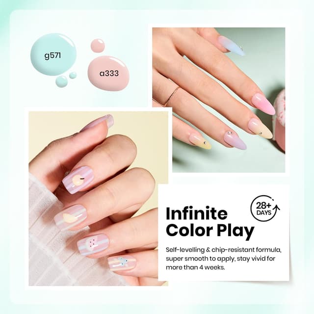 Detalle de Beetles Pastel Gel Polish Set (Afternoon Desserts Collection) – 6 Pastel Shades for UV/LED DIY Nails