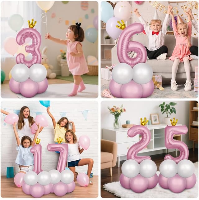 Thumbnail 6 de AOOSU Crown Pink number balloons 40 inch