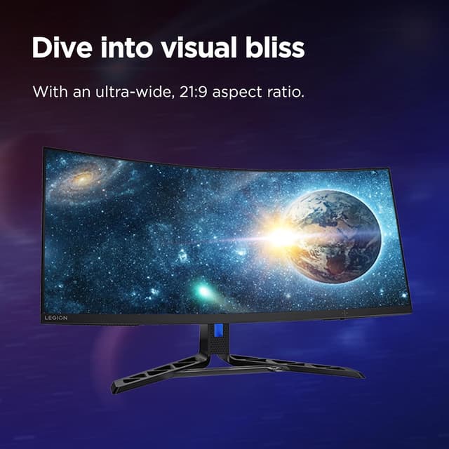Detalle de Lenovo R34w-30 34" curved WQHD gaming monitor (180Hz, FreeSync Premium)