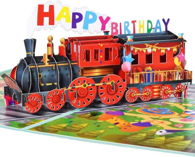Thumbnail 6 de CNLITIHEKA Pop-Up Train Birthday Card – 3D “Happy Birthday” greeting with envelope and notes