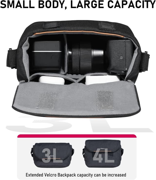 Detalle de ULANZI Camera Bag for DSLR/Mirrorless – Waterproof, lightweight shoulder case (Black)