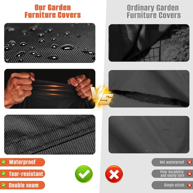 Thumbnail 6 de Kovshuiwe 180x120x74cm Waterproof Patio Table & Rectangular Furniture Cover (420D Oxford, Black)