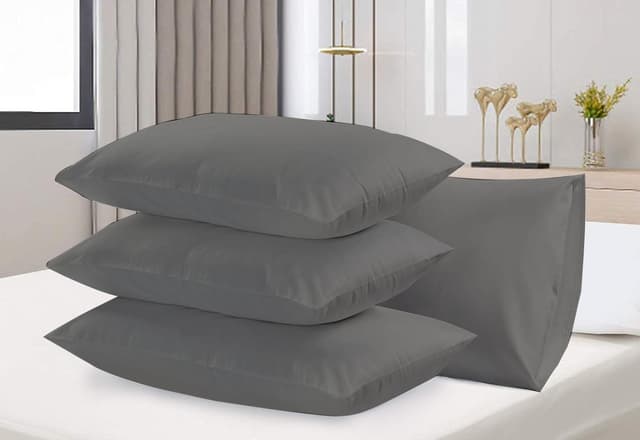 Detalle de Rehan & Co Grey Pillow Cases, 4 Pack (50 x 75 cm) – 200 Thread Count Egyptian Cotton