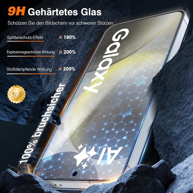 Detalle de LK 2 Pezzi Vetro Temperato per Samsung Galaxy S25/S24 con rimozione polvere e durezza 9H