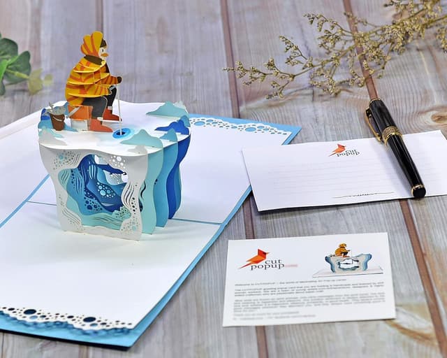 Detalle de CUT POPUP Ice Fishing Father’s Day Pop-Up Card for Men, 3D Greeting Card for Him (US8-OC148UK)