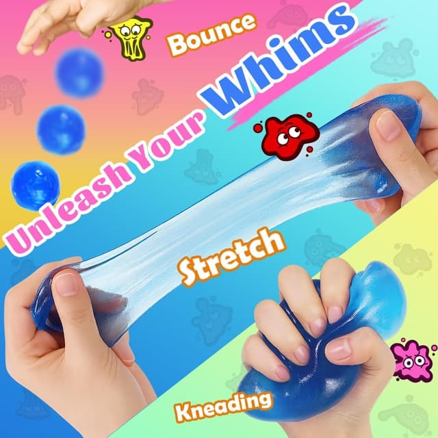 Detalle 2 de WATERELF Transparent Putty Slime for Kids (Blue) — 3.2 oz Non-Sticky Fidget Putty