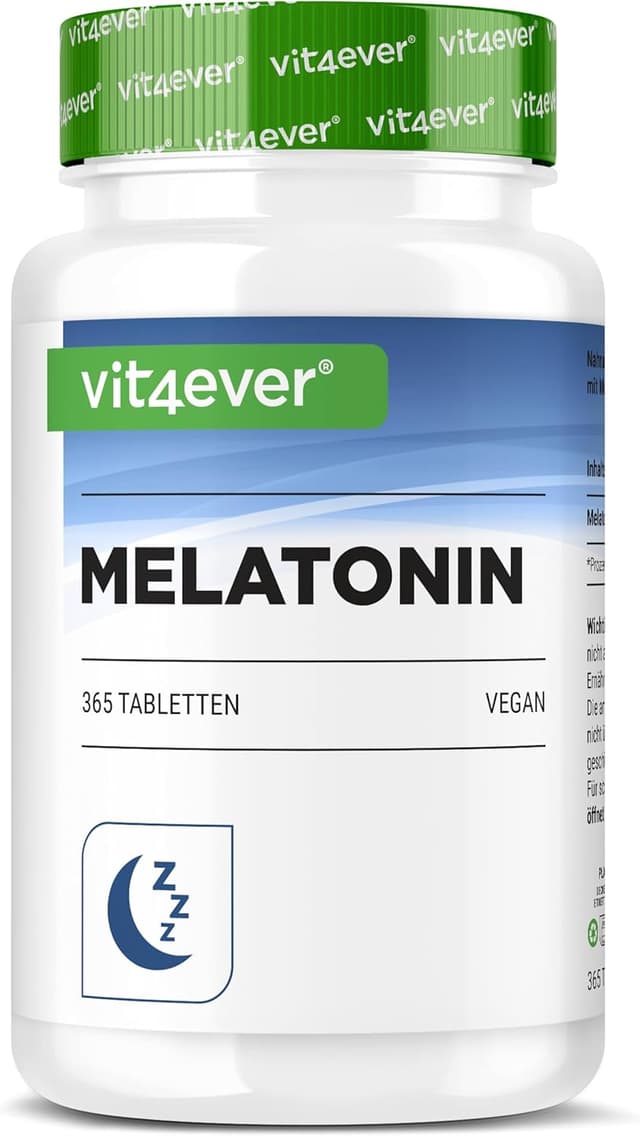 Detalle de vit4ever Melatonin 0,5 mg (1/2 Tablette) – 365 Tabletten, vegan