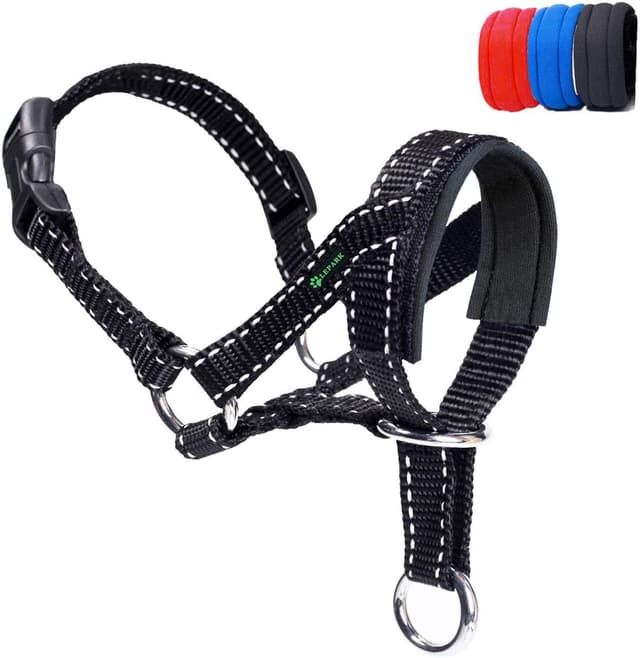 Detalle de ILEPARK Dog Head Collar with Reflective Strap (Adjustable head halter) – Black, size M