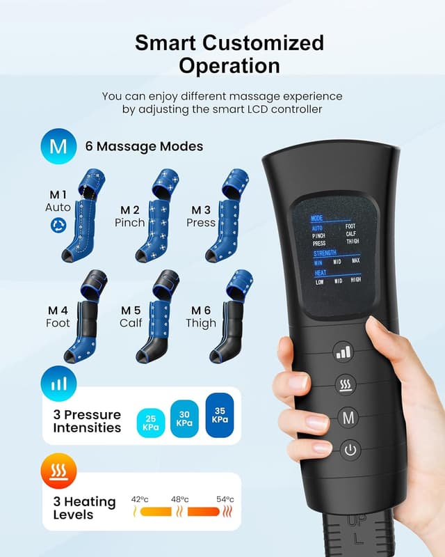 Detalle 2 de COMFIER Appareil de massage jambes, 6 modes, chaleur, ⚙