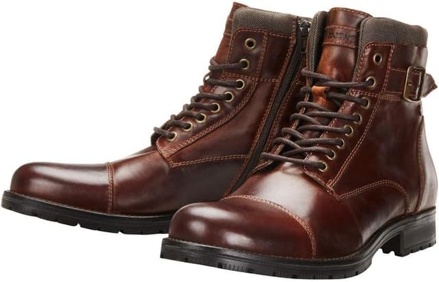 Detalle de JACK & JONES Jfwalbany Leather Coffee Bean Biker Boots für Herren