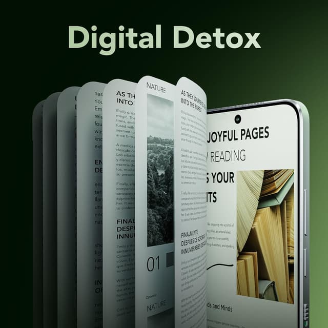 Detalle 2 de TCL NXTPAPER 60 Ultra 5G (Lunar White) Android smartphone with 7.2" FHD+ eye-care display, flip cover and stylus