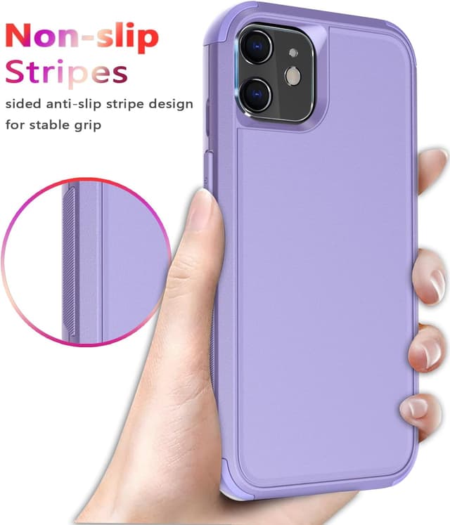 Detalle de Diverbox iPhone 11 Case (Purple) with Tempered Glass Screen Protector – Shockproof, Drop-proof 3-in-1