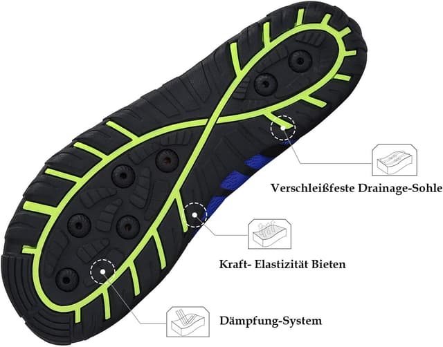 Detalle de SAGUARO Badeschuhe für Herren & Damen mit 7/9 Drainagelöchern – rutschfest, schnell trocknend, Gr. 35–48