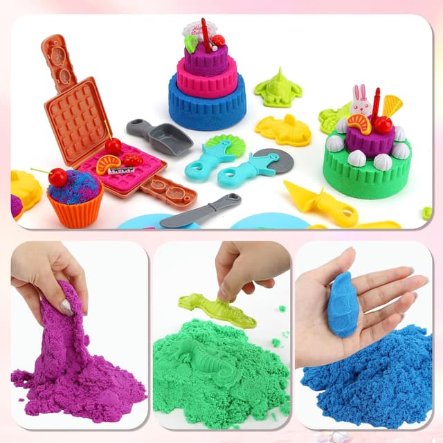 Detalle de YIDESTARS Sensory Play Kit: Sand Art & Ice Cream Toy Set (4lbs colorful sand) for ages 3–8