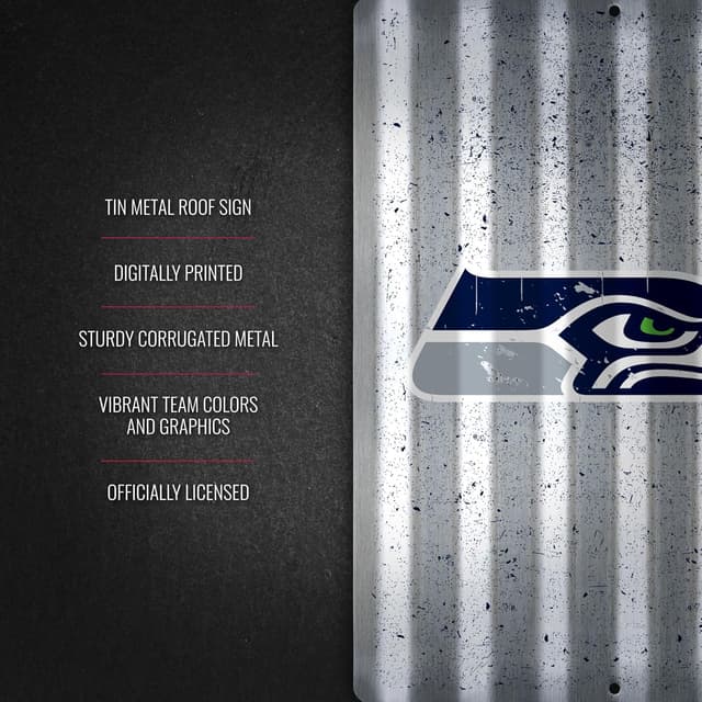 Detalle 2 de Rico Industries NFL Football 12" x 16" Tin Metal Roof Sign for Sports Fans