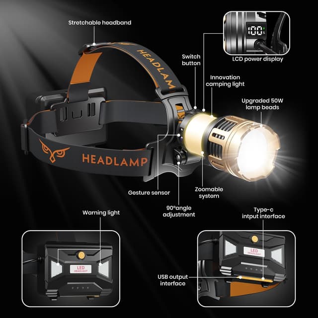 Thumbnail 7 de LEKIA Linterna frontal recargable 100000LM 9000mAh IPX67 🔦