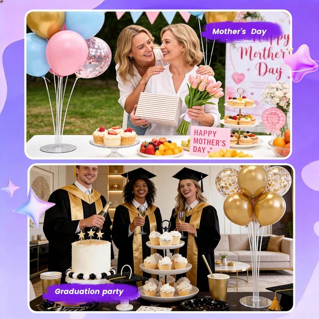 Thumbnail 1 de JOYYPOP Balloon Stand Kit 4 Sets for Tables ๐