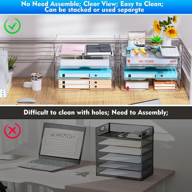 Thumbnail 5 de 4 Stück Acryl Briefablage A4 stapelbar