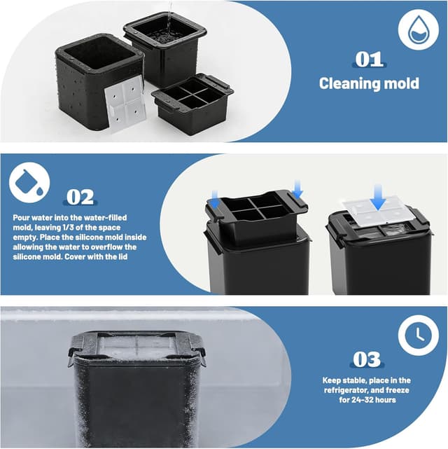 Thumbnail 6 de Bangp Crystal Clear Ice Cube Tray – clear silicone square ice cubes for bourbon, cocktails and slow-melting drinks