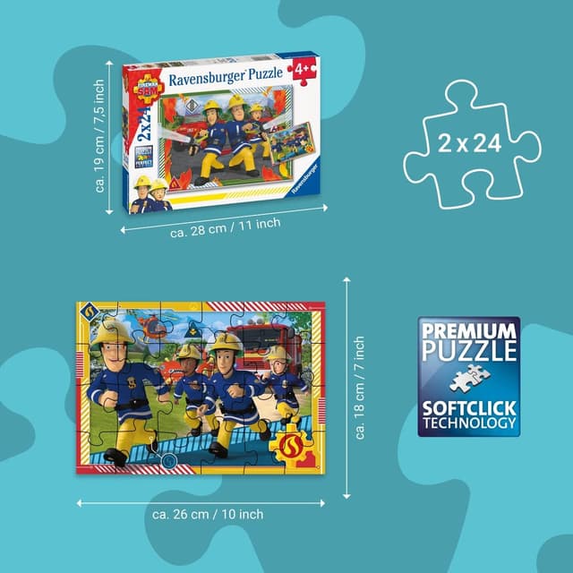 Detalle de Ravensburger Puzzle 2x24 Pezzi Fireman Sam (bambini 4 anni+) 26x18 cm