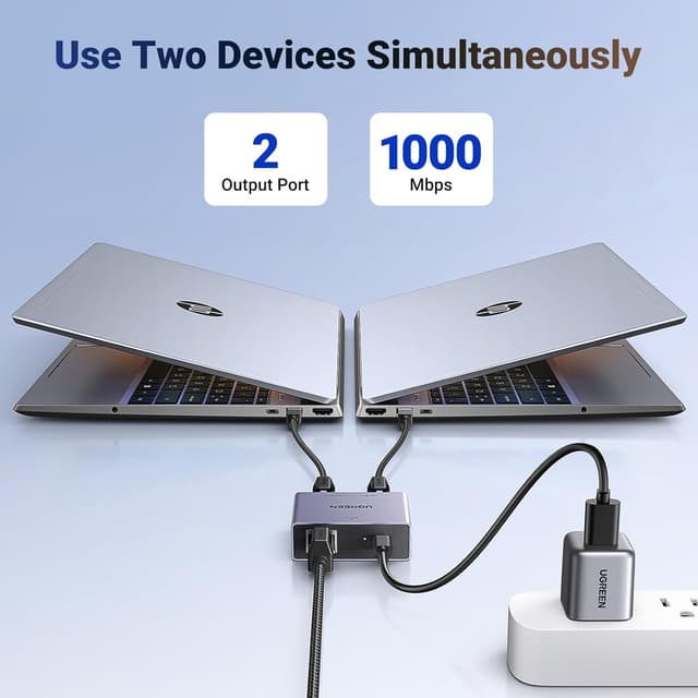 Thumbnail 1 de UGREEN Ethernet Splitter 1-to-2, 1000Mbps Ethernet Switch