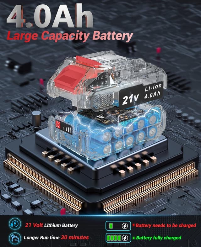 Detalle de Tagliasiepi a batteria 21V con lama 51 cm e batteria 4,0Ah (taglio 16 mm) regolabile a 180°