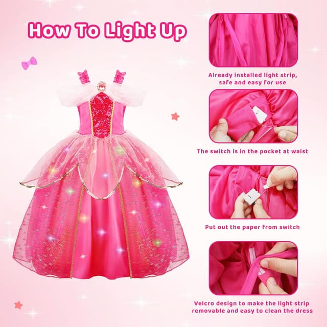 Detalle 2 de MELAND Princess Sleeping Light Up Dress 3-10 yrs