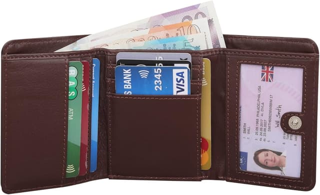 Detalle de RFID leather wallet 5555, zip coin pocket