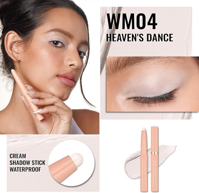 Detalle 2 de Oulac Matita Ombretto Girevole WM04 Heaven's Dance, bianco opaco effetto metallico, waterproof 16 ore+