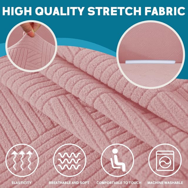 Detalle de YSTELLAA Copridivano 3 posti antigrffio con braccioli, anti-macchia antiscivolo rosa