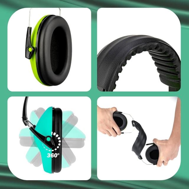 Detalle de Kriogor 2 Pack Kids Ear Defenders (Green & Mint) with 26dB SNR Noise Reduction