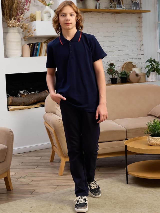 Detalle 2 de MOR Jungen Poloshirt aus 100% Baumwolle – Kurzarm in Basic-Farben, Größen 110–176