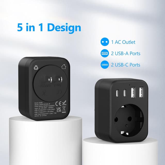 Detalle 2 de JSVER Adaptateur voyage Japon USB 5 entrées