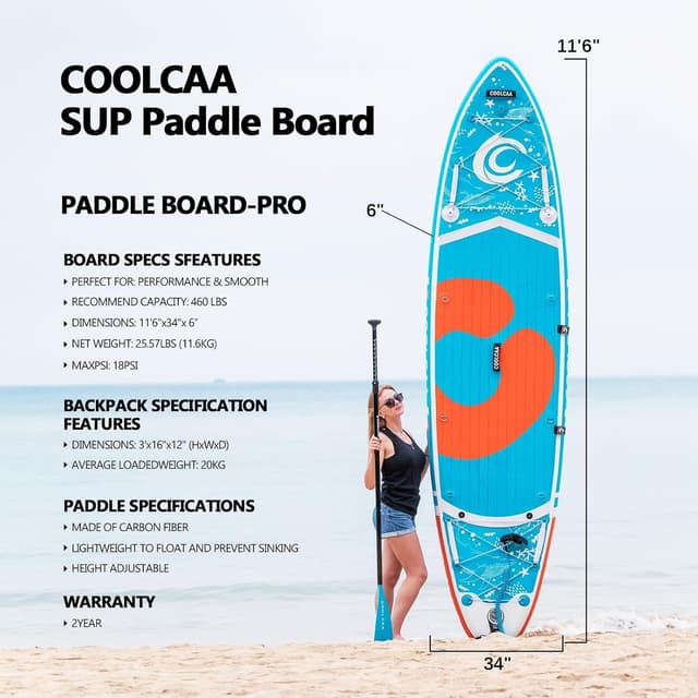 Thumbnail 1 de COOLCAA Stand-Up Paddleboard 355 cm Extra Groß