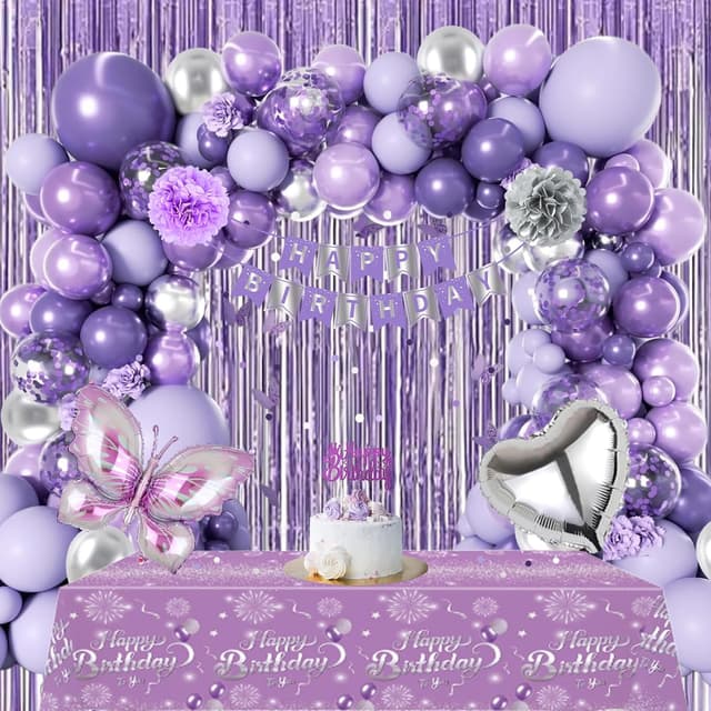 Detalle de Purple Birthday Decorations set