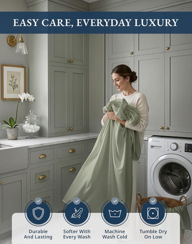 Thumbnail 6 de Lane Linen 100% Egyptian Cotton California King Bed Sheet Set (16" Deep Pocket) — Mineral