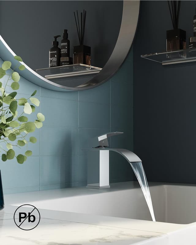 Detalle 2 de FORIOUS Wasserfall Waschtischarmatur Chrom 80 mm