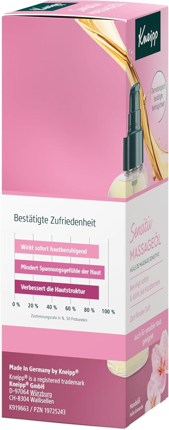 Detalle 1 de Kneipp Olio per massaggi sensistivi con olio di mandorle e pelli sensibili, 100 ml