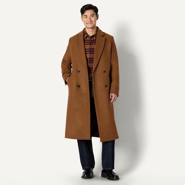 Detalle de Amazon Essentials Demi’s Pick Longline Double-Breasted Wool-Blend Topcoat for Men (Relaxed Fit)