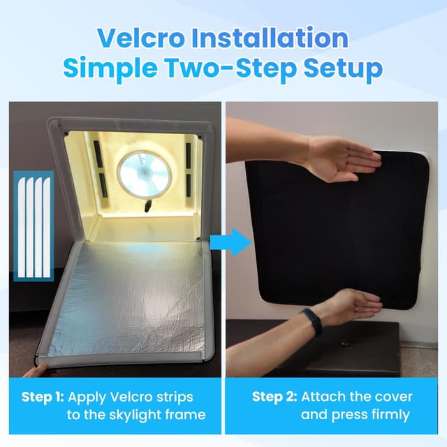 Detalle 2 de Safoner RV Roof Vent Skylight Insulator Cover (16 x 16 inch) for Camper Skylights, Sun Blackout Fabric in Black