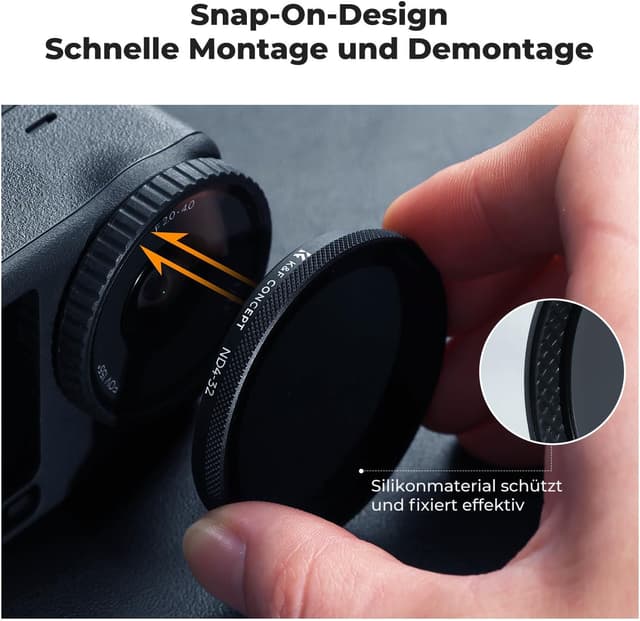 Detalle de K&F CONCEPT Clip-On CPL VND Black-Mist 1/4 Effektfilter-Set für DJI Osmo Action 6 (3er-Pack)