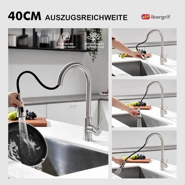 Thumbnail 6 de Ibergrif Ausziehbar Küchenarmatur 360° 40 cm 🚰